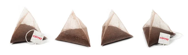 Kaffe Väska Form Pyramid Isolerad Vit Bakgrund — Stockfoto