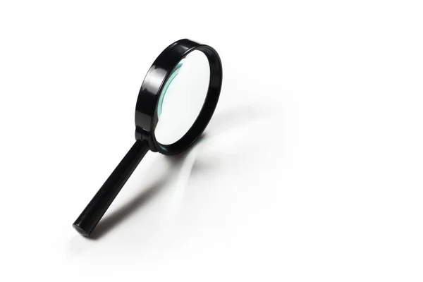 Magnifying Glass Black Handle White Background Closeup Photo Side View — Stock Photo, Image