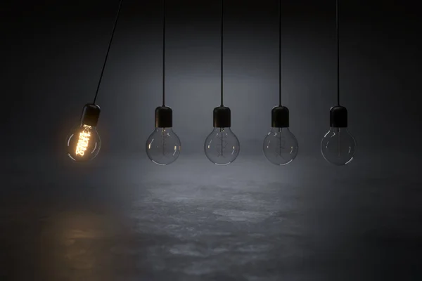 Good idea. Banner light bulb idea concept, creative concept bulb glow on a dark background.