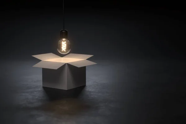 Light Bulb Glowing Creative Idea Think Box Concept Idea Business — Stock Photo, Image