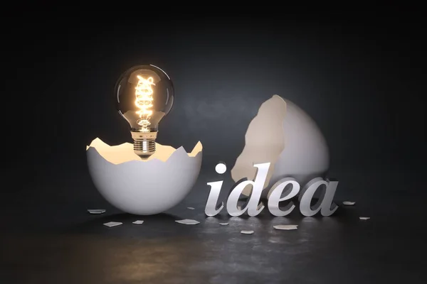 Innowacja Bright Idee Żarówka Wylęgająca Się Skorupy Jaj — Zdjęcie stockowe