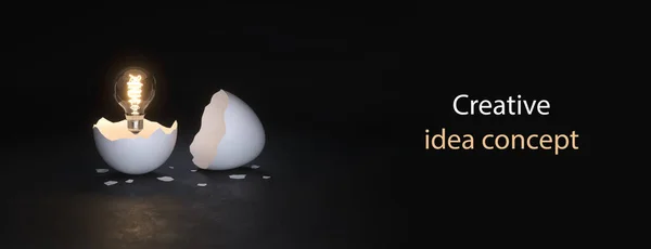 Ιδέα Σπασμένο Αυγό Και Λάμπα Τραβιέται Έξω — Φωτογραφία Αρχείου