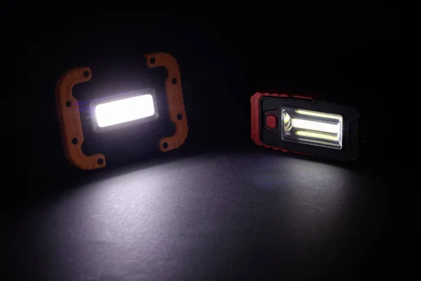Närbild Pocket Led Ficklampa Mörk Bakgrund — Stockfoto