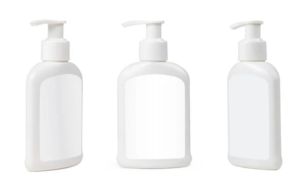 Fehér Flakon Fehér Alapon Elkülönítve Kozmetikai Csomagolás Mockup Fénymásoló Felülettel — Stock Fotó