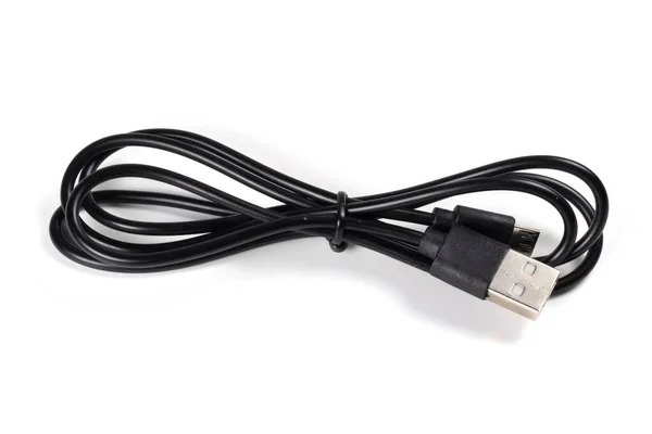 Primer Plano Cable Usb Con Conectores Estándar Micro Usb Estándar — Foto de Stock