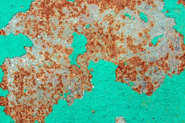 Paslı Yeşil Boyalı Metal Duvar Detaylı Fotoğraf Doku — Stok fotoğraf