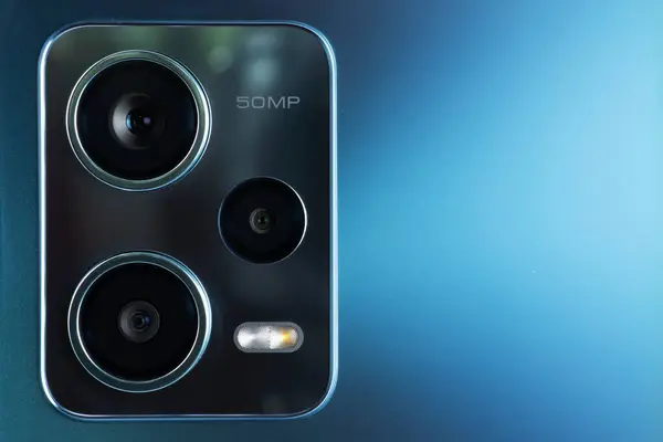 Close up of smartphone or tablet camera lens.