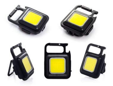 Beyaz arkaplanda LED Flashlight Anahtarlığı