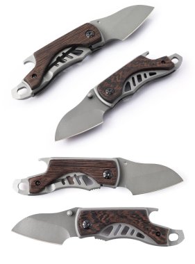 Paslanmaz Çelik Taktik Katlama Bıçağı, Keskin Bıçak beyazda izole.