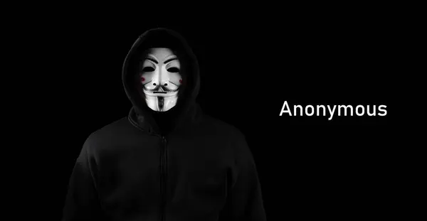 Dnipro Ukraine Januar 2024 Großaufnahme Eines Mannes Mit Vendetta Maske Stockbild