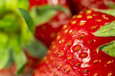 Çilekli. Taze organik böğürtlen makrosu. Meyve arkaplanı.