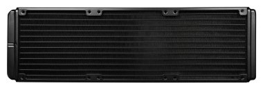 Bilgisayar donanımı parçaları siyah ve beyaz Sıvı soğutma radyatörleri bakır su soğutma.