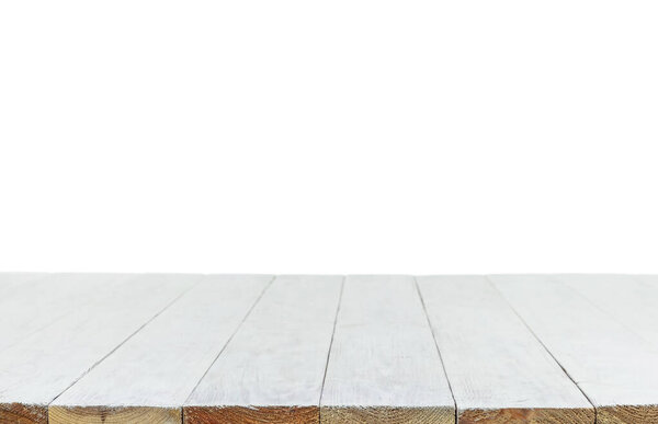 Mesa Madera Vacía Primer Plano Aislada Sobre Fondo Blanco Utilizado — Foto de Stock