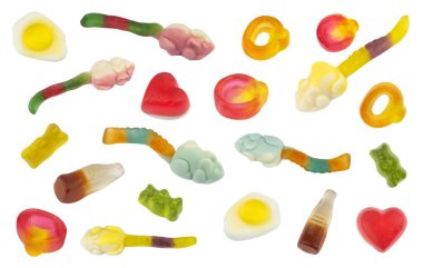 Beyaz arkaplanda izole edilmiş jöle şekeri.