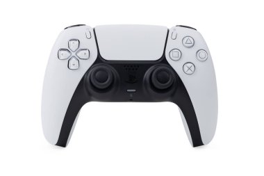 Dnipro Ukrayna - 29 Aralık 2024: Playstation 5 oyun dualsense denetleyici beyaz arkaplanda izole edildi. Sony ps5 oyun alanı.