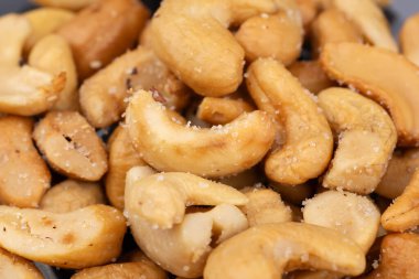 arka plan olarak çok lezzetli kaju fıstığı, üst görünüm.