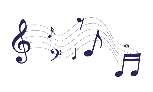 Music Notes Swirls Musical Background Vector Illustration — Stock Vector