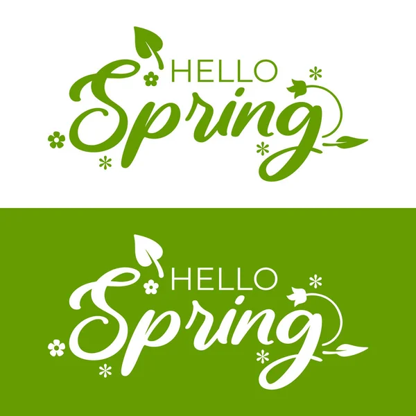 Hello Spring Hand Lettering Text Logotype Badge Icon Postcard Card — Stock Vector
