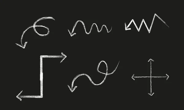 矢印チョークベクトルセット ブラックボードに設定されているベクトルハンド描画矢印アイコン 抽象ベクトル図 — ストックベクタ