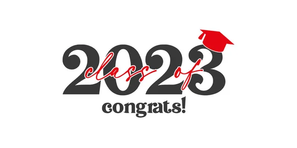 Classe 2023 Com Tampa Graduação Parabéns Graduação Caligrafia Lettering Convites — Vetor de Stock