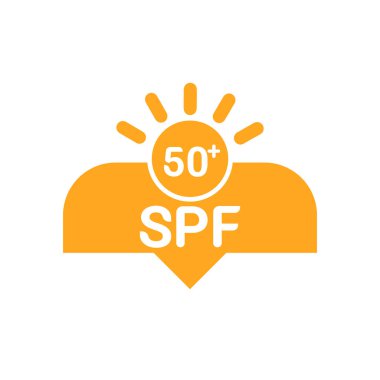 SPF 50 simgesi. Ultraviyole koruma. Cilt için güneş koruması.