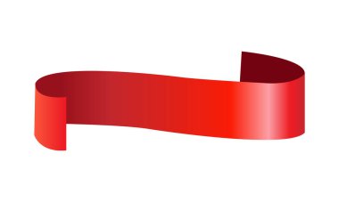 Beyaz arka planda kırmızı kurdele. Grafik tasarımınız için vektör illüstrasyonu.