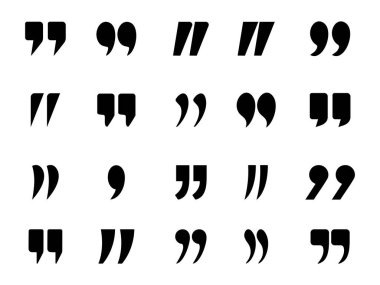 Tırnak işareti işaretlerinden alıntı yap. Alıntı simgesi vektörü kümesi.