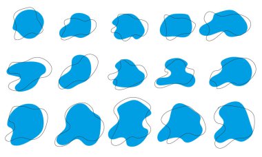 Sıvı Kütle Mavi Şekil Koleksiyonu. Vektör illüstrasyonu.