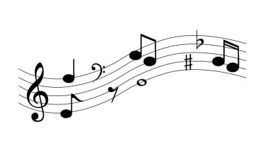 Beyaz arka planda müzik notaları. Müzik notalarının vektör çizimi.