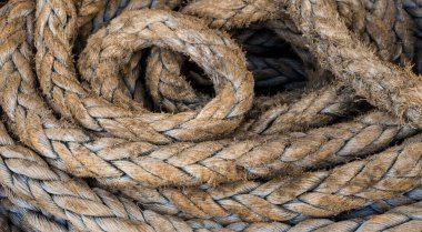 Sarılmış Sert Kenevir Halatının Yakın Çekimi