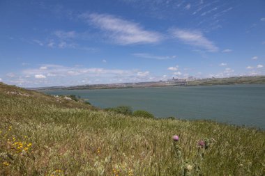 Güneşli bir günde Grassy Hill 'den Manzaralı Göl Manzarası.
