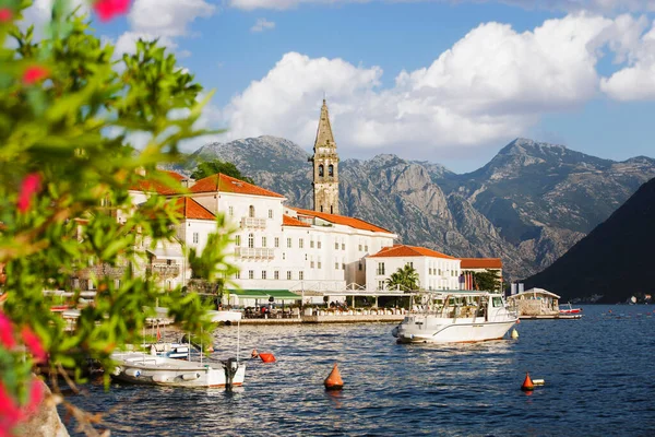 Perast Town Bay Sunset View Historic Town Perast Bay Kotor Stock Picture