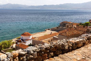 Monemvasia, Laconia, Peloponnese, Greece. View of  lower town, Monemvasia, Greece clipart