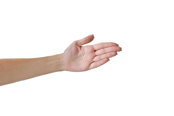 배경에 손에게 인사하는 몸짓으로 고립시키는 — 스톡 사진