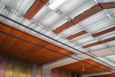 subway ceiling. Ceiling lamp details