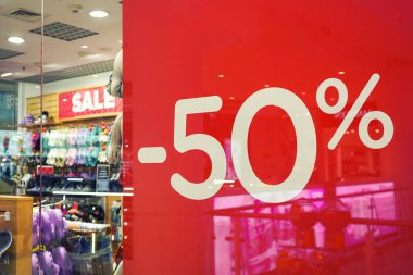 Warsaw, Poland - january, 2023: shop Crocs with -50% discount