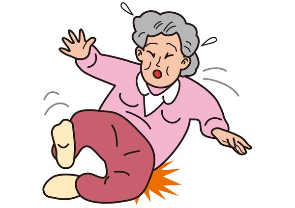 Elderly Woman Who Falls Hits Her Buttocks — Stock Vector