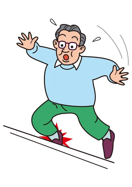 Elderly Man Stumbles Fall — Stock Vector