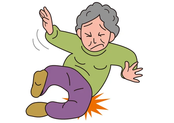 Eine Ältere Frau Stürzt Und Schlägt Auf Ihr Gesäß — Stockvektor