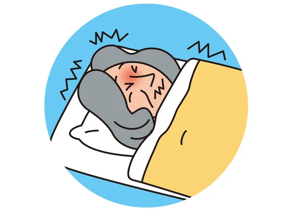 Una Donna Anziana Malata Raffreddore Febbre Sta Tremando Giace Nel — Vettoriale Stock