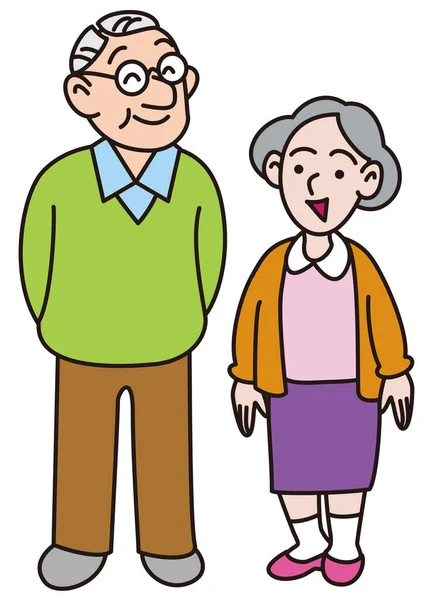 Happy Elderly Couple Who Look Healthy Friendly — Stock Vector