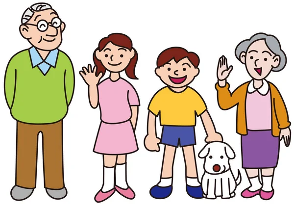 Toute Famille Rassemble Salue Avec Sourire — Image vectorielle