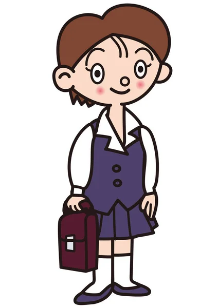 Κορίτσι Σχολική Στολή Τσάντα — Διανυσματικό Αρχείο