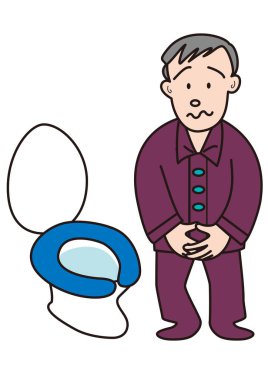 Sık sık işeyip tuvalete giden orta yaşlı bir adam.