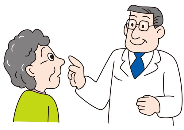 Γιατρός Συνέντευξη Και Ηλικιωμένη Γυναίκα Ασθενής — Διανυσματικό Αρχείο