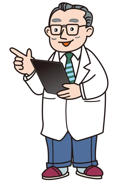 Doctor Explaining Using Tablet Chart — Stock Vector