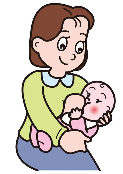 Uma Mãe Que Amamenta Seu Bebê —  Vetores de Stock
