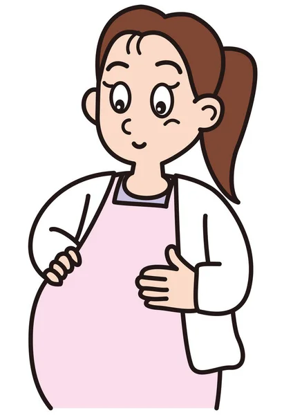 Eine Frau Reibt Sich Ihren Schwangeren Bauch — Stockvektor