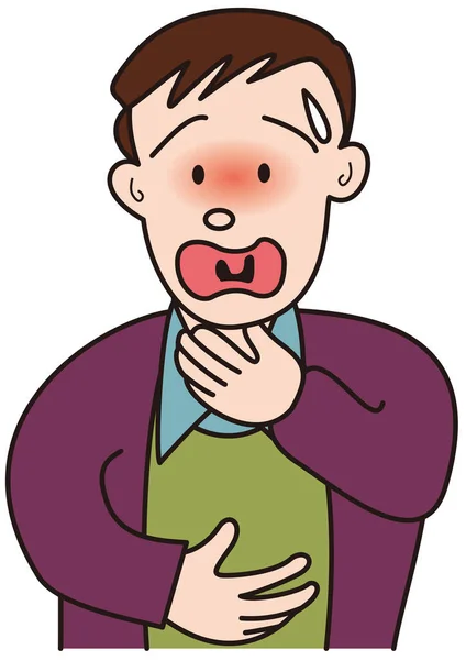 Man Who Has Sore Throat Confused — Stock Vector