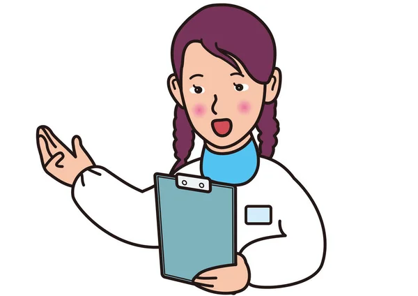 Une Jeune Infirmière Guide Patient Avec Dossier — Image vectorielle